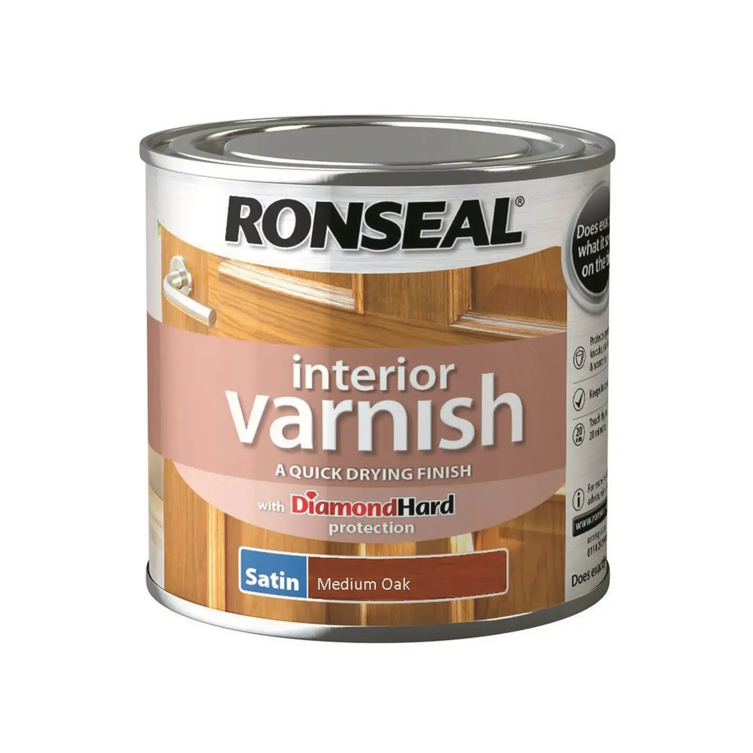 Ronseal Interior Varnish Satin Medium Oak - 250ml 1 Ronseal Interior Varnish Satin Medium Oak - 250ml