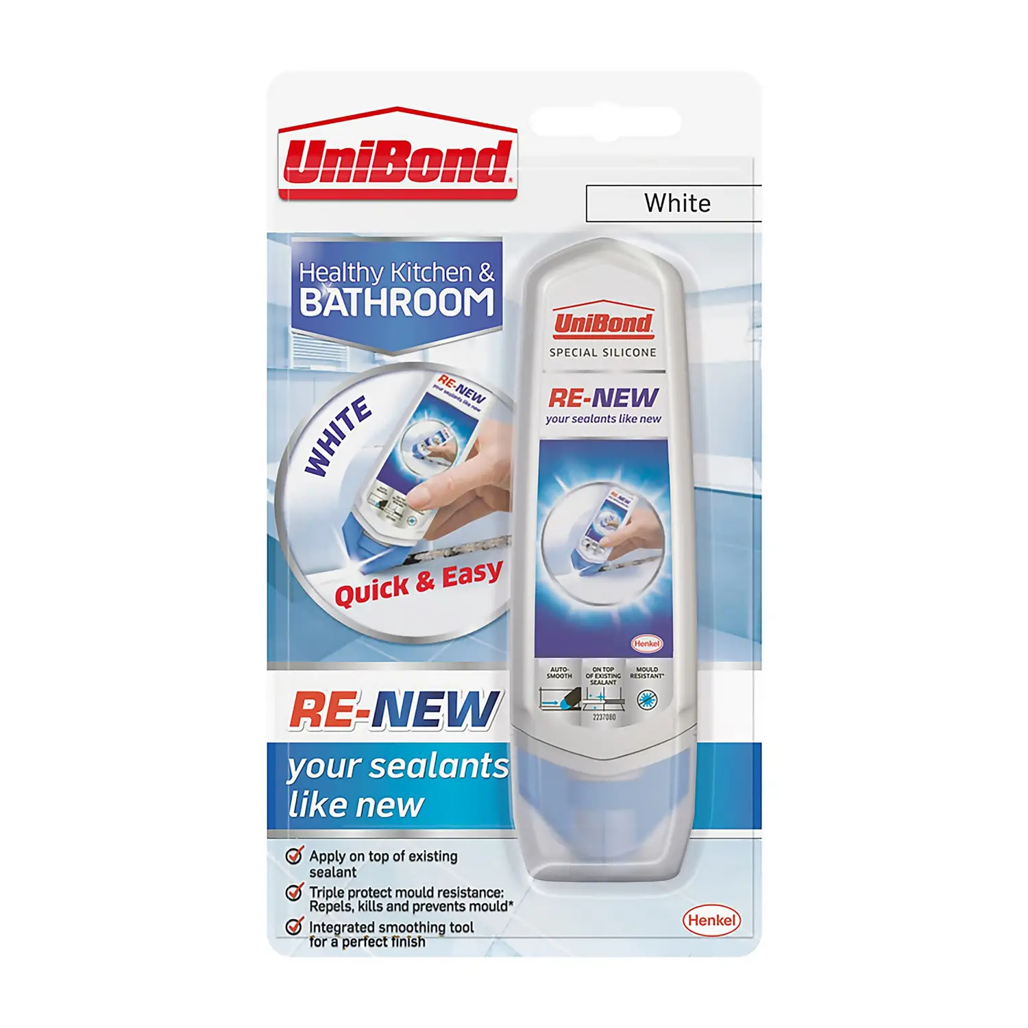 UniBond RE-NEW White Kitchen & Bathroom Sealant 100ml 1 UniBond RE-NEW White Kitchen & Bathroom Sealant 100ml