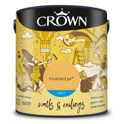 Crown Walls & Ceilings Matt Emulsion Paint Mustard Jar - 2.5L -Paint And Decorating 12819234 1454969533214242