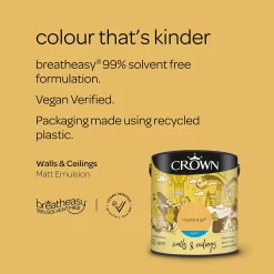 Crown Walls & Ceilings Matt Emulsion Paint Mustard Jar - 2.5L -Paint And Decorating 12819234 2124969532925030