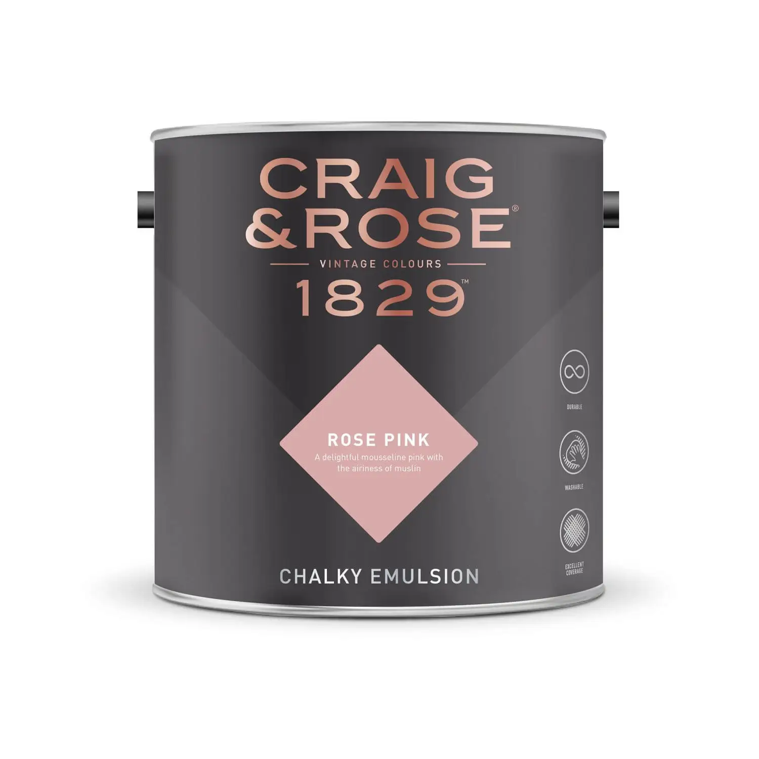 Craig & Rose 1829 Chalky Matt Emulsion Paint Rose Pink - 2.5L 2 Craig & Rose 1829 Chalky Matt Emulsion Paint Rose Pink - 2.5L - Image 2