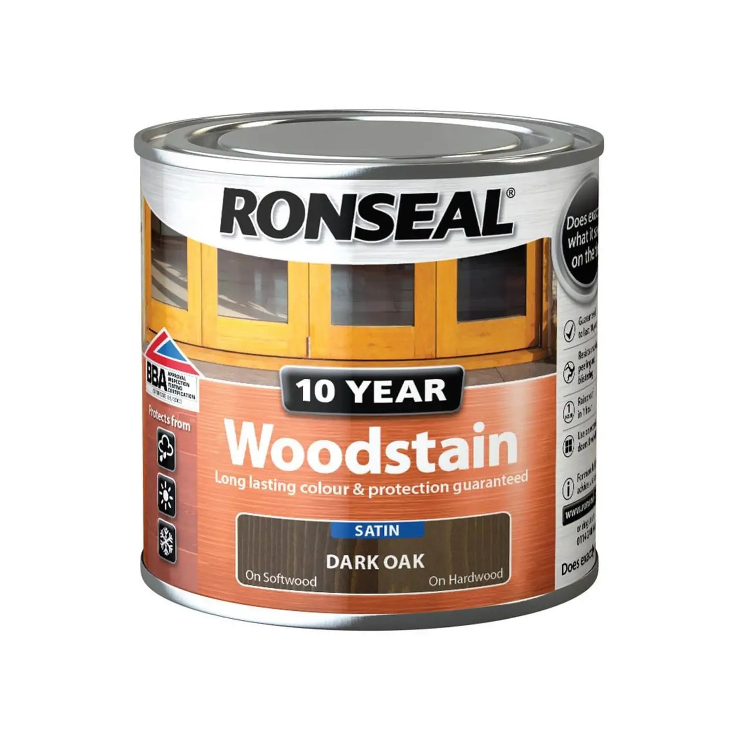 Ronseal 10 Year Woodstain Dark Oak Satin - 250ml 6 Ronseal 10 Year Woodstain Dark Oak Satin - 250ml - Image 6