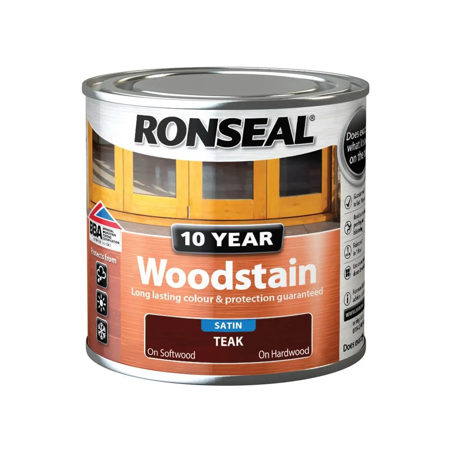 Ronseal 10 Year Woodstain Teak Satin - 250ml 5 Ronseal 10 Year Woodstain Teak Satin - 250ml - Image 5