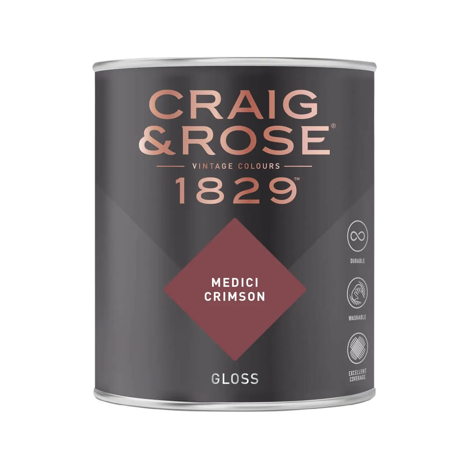 Craig & Rose 1829 Gloss Paint Medici Crimson - 750ml 2 Craig & Rose 1829 Gloss Paint Medici Crimson - 750ml - Image 2