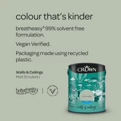 Crown Walls & Ceilings Matt Emulsion Paint Mellow Sage - 5L -Paint And Decorating 12832352 2054969530010320