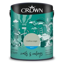 Crown Walls & Ceilings Matt Emulsion Paint Mellow Sage - 5L -Paint And Decorating 12832352 4714969530307128