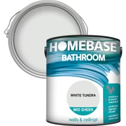 Homebase Bathroom Mid Sheen Paint - White Tundra 2.5L