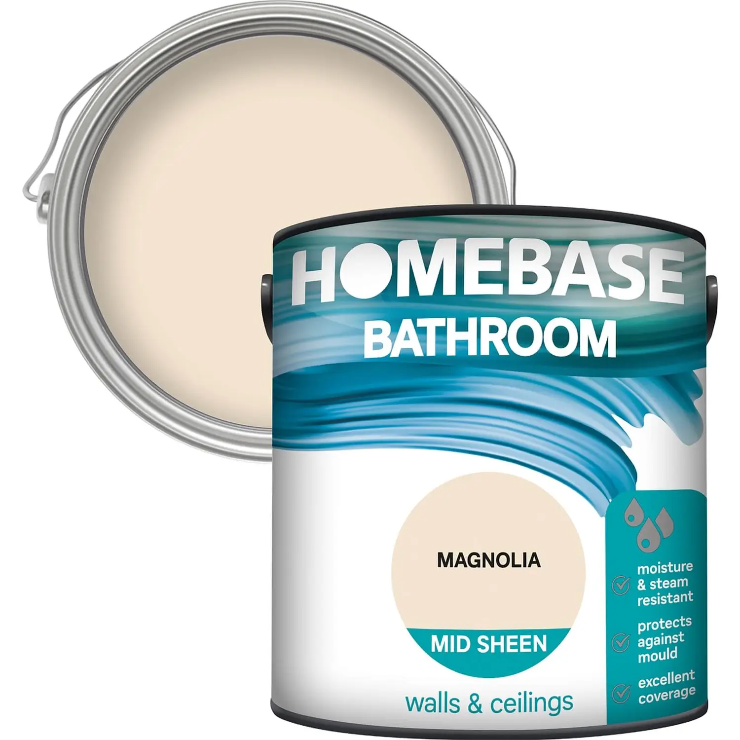 Homebase Bathroom Mid Sheen Paint - Magnolia 2.5L 1 Homebase Bathroom Mid Sheen Paint - Magnolia 2.5L