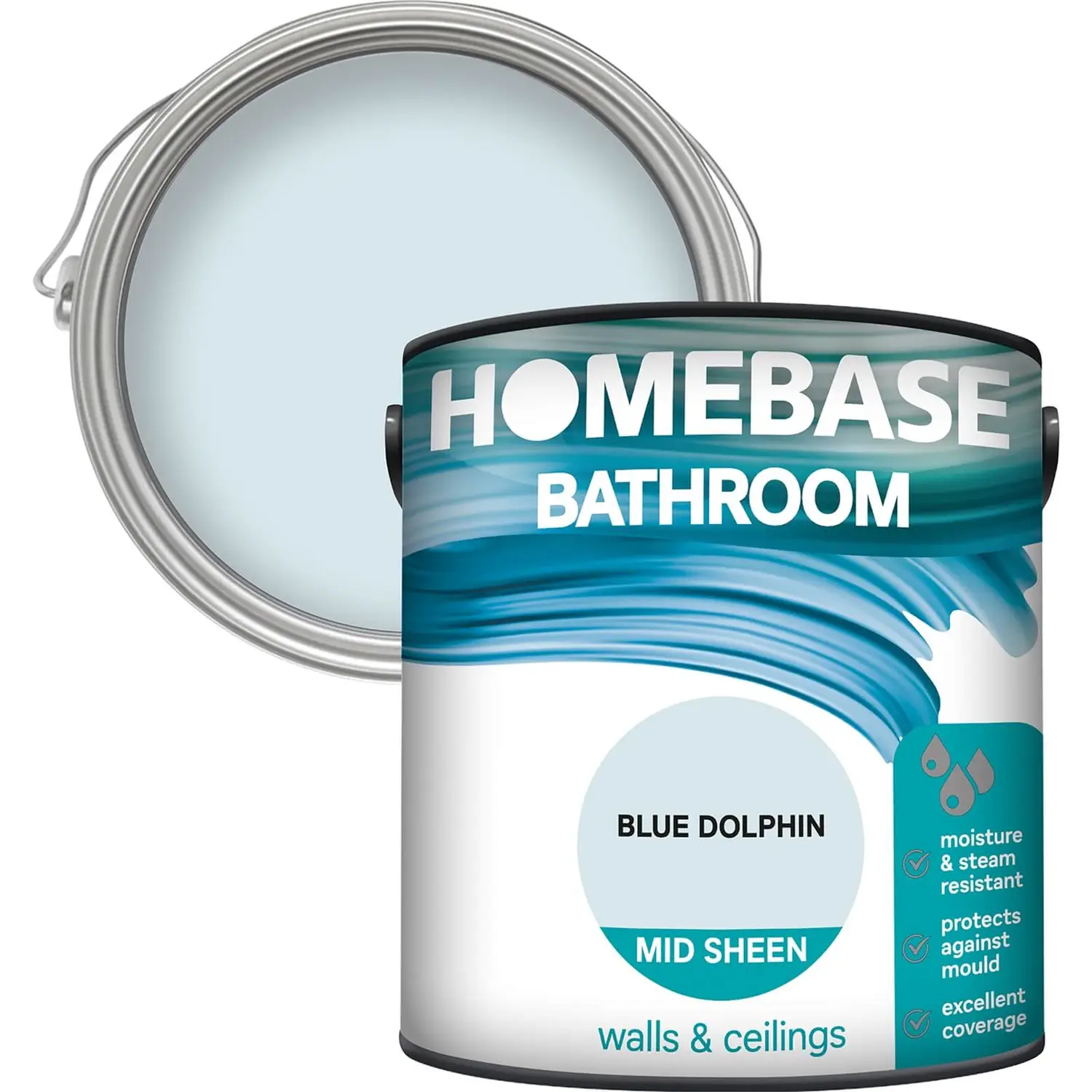 Homebase Bathroom Mid Sheen Paint - Blue Dolphin 2.5L 1 Homebase Bathroom Mid Sheen Paint - Blue Dolphin 2.5L