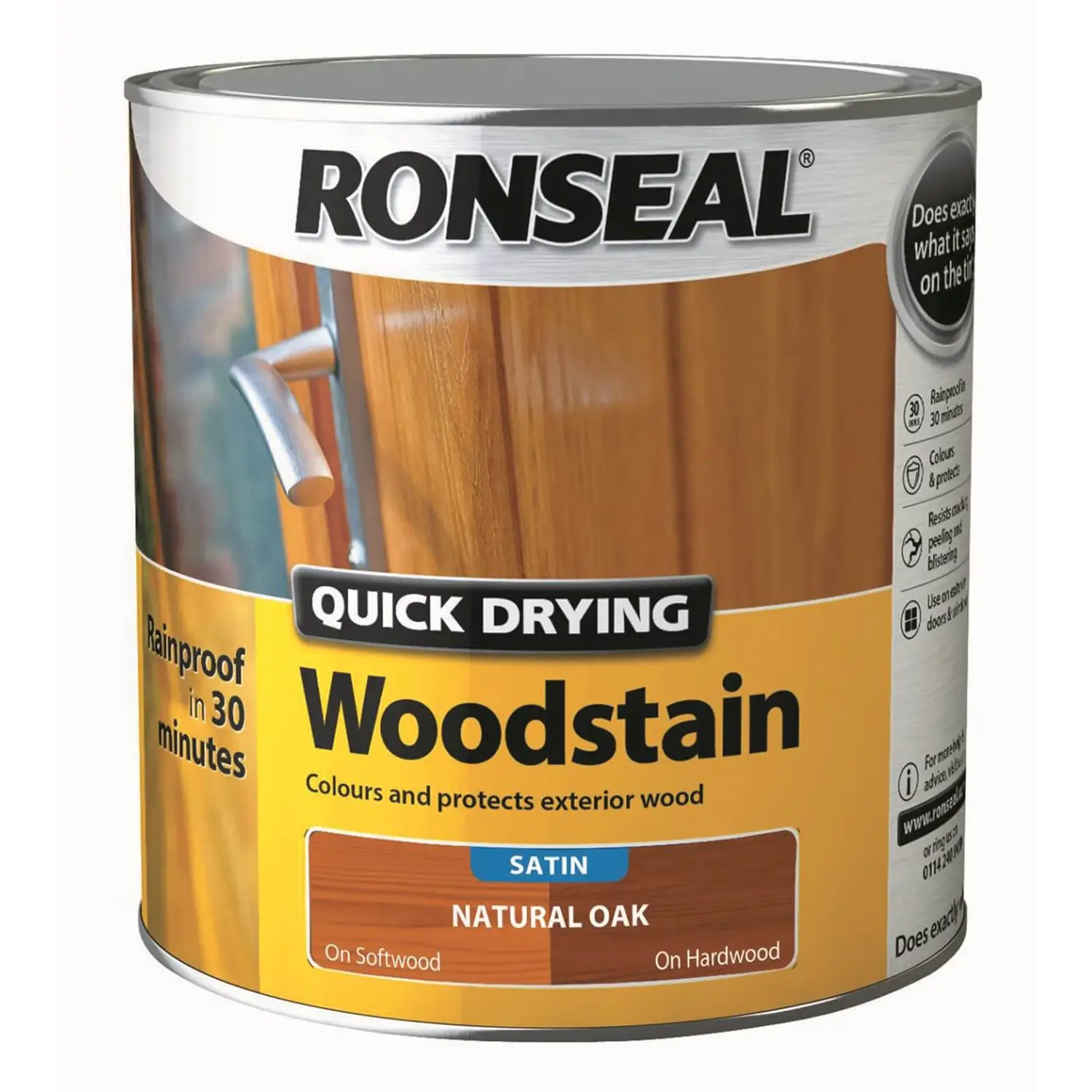 Ronseal Quick Drying Woodstain - Natural Oak Satin 2.5L 1 Ronseal Quick Drying Woodstain - Natural Oak Satin 2.5L