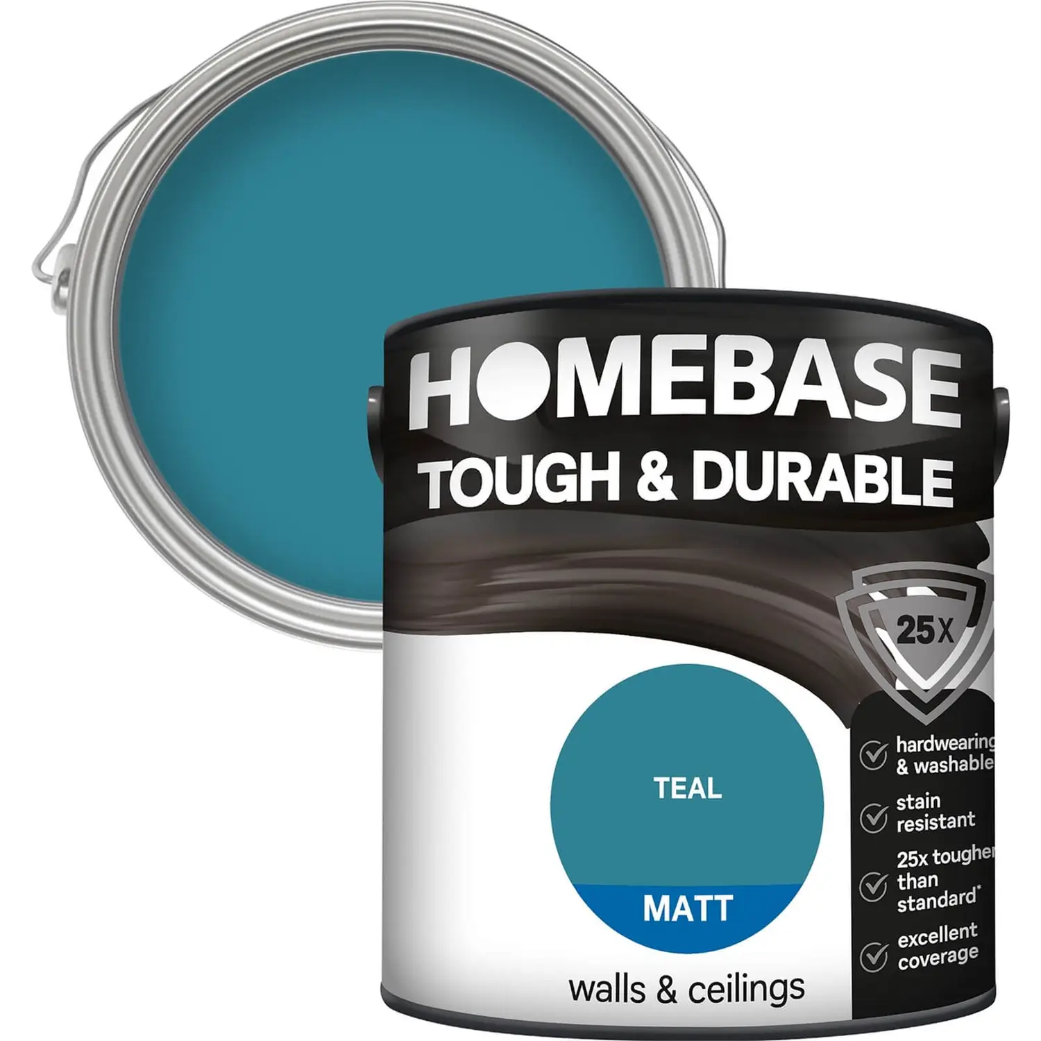 Homebase Tough & Durable Matt Paint Teal - 2.5L 1 Homebase Tough & Durable Matt Paint Teal - 2.5L