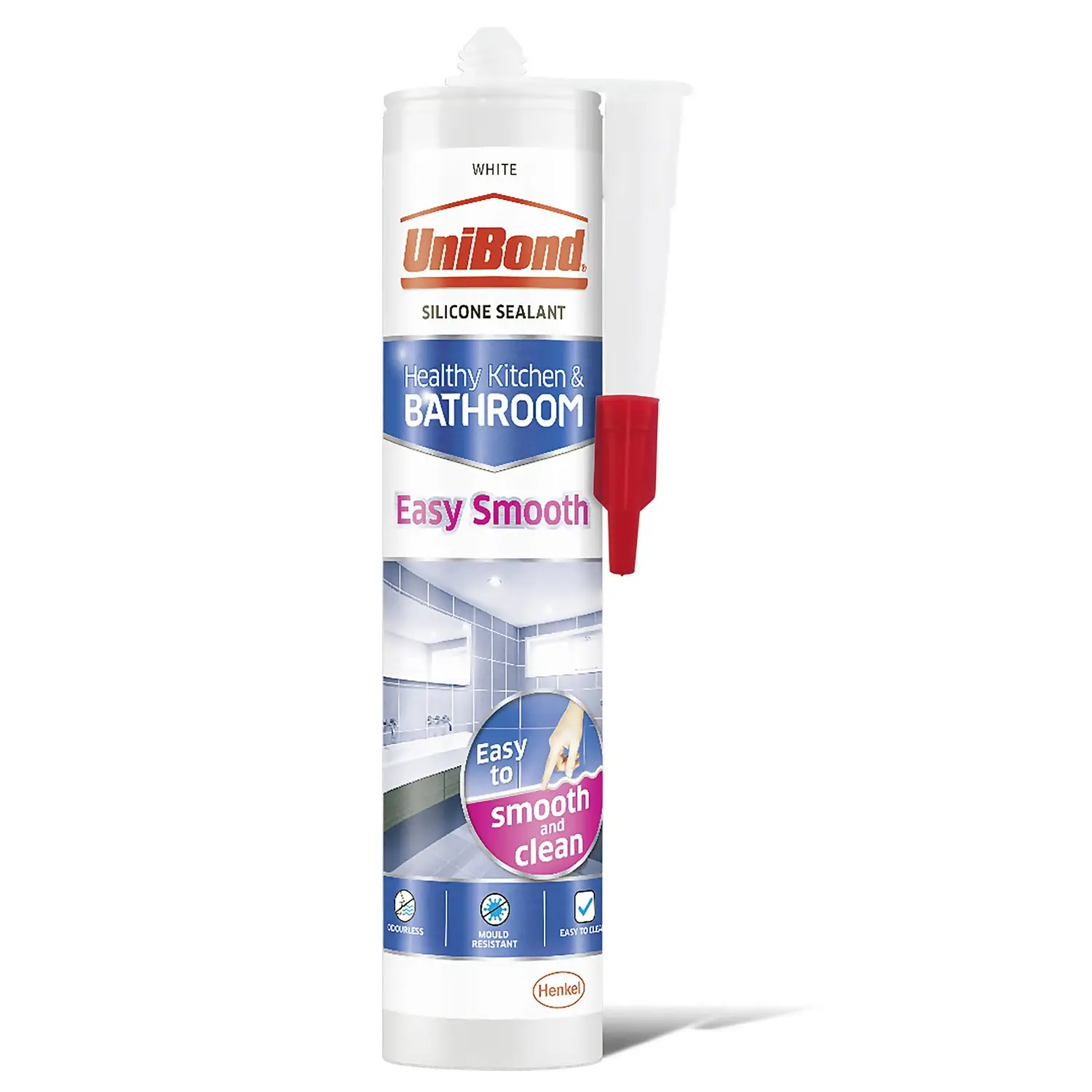 UniBond Easy Smooth Kitchen And Bathroom Sealant - White Cartridge 371g 1 UniBond Easy Smooth Kitchen And Bathroom Sealant - White Cartridge 371g