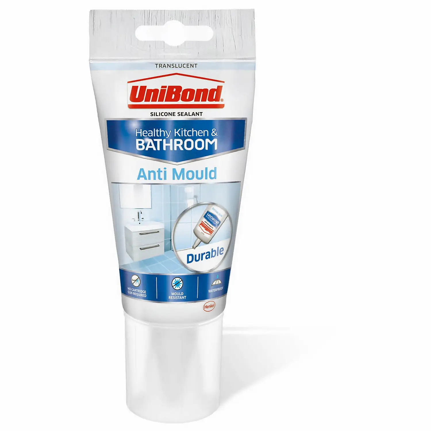 UniBond Anti Mould Kitchen And Bathroom Sealant - Translucent Tube 147g 1 UniBond Anti Mould Kitchen And Bathroom Sealant - Translucent Tube 147g
