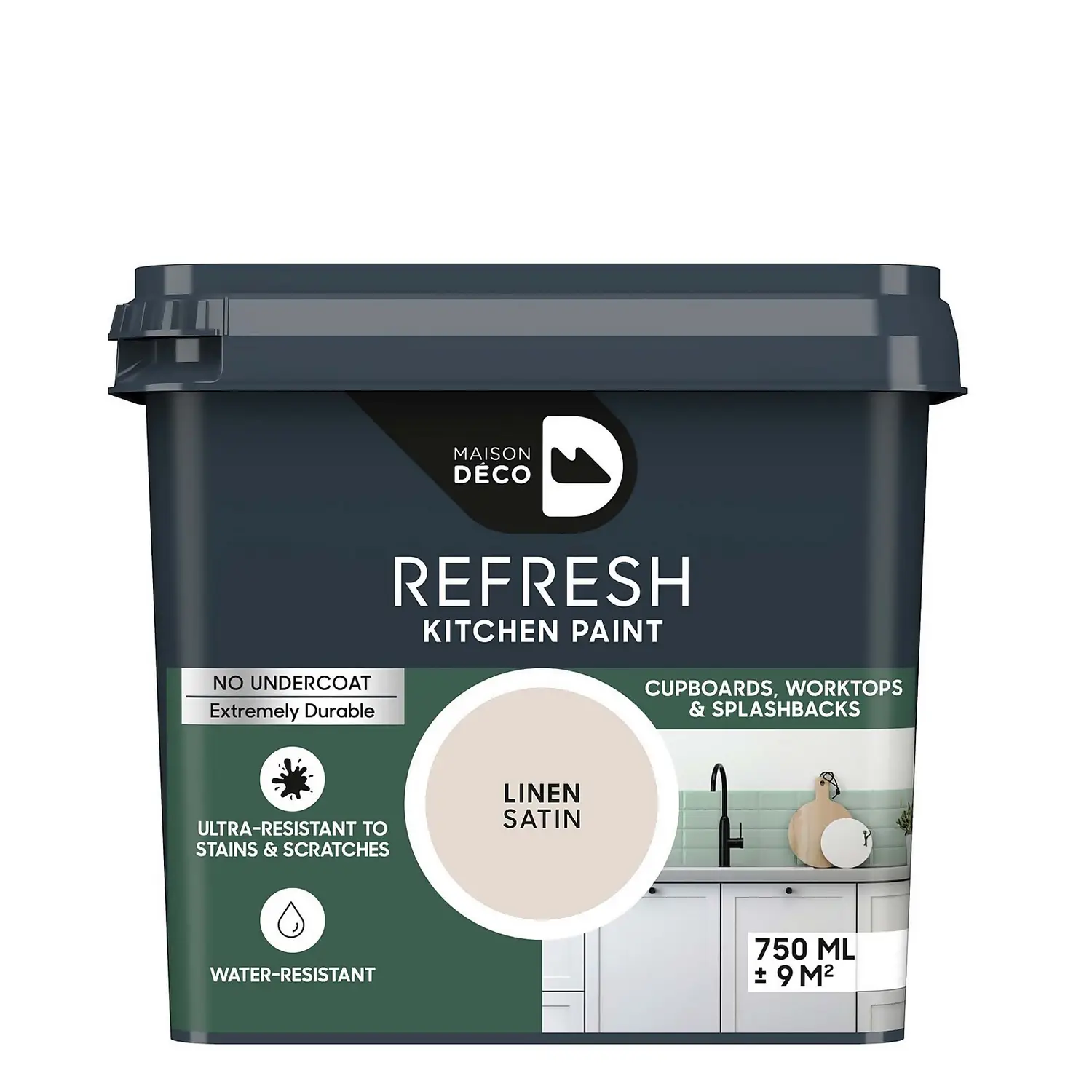 Maison Deco Refresh Kitchen Cupboards, Worktops & Splashbacks Paint Linen - 750ml 1 Maison Deco Refresh Kitchen Cupboards, Worktops & Splashbacks Paint Linen - 750ml