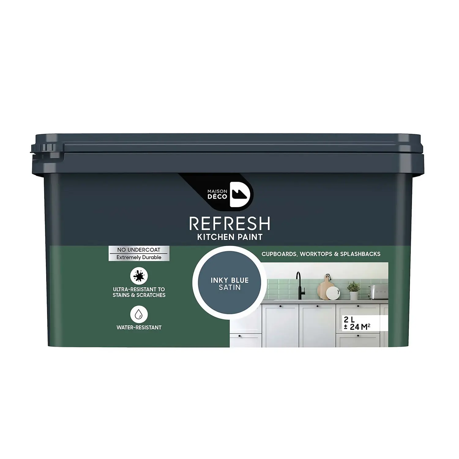 Maison Deco Refresh Kitchen Cupboards, Worktops & Splashbacks Paint Inky Blue - 2L 1 Maison Deco Refresh Kitchen Cupboards, Worktops & Splashbacks Paint Inky Blue - 2L