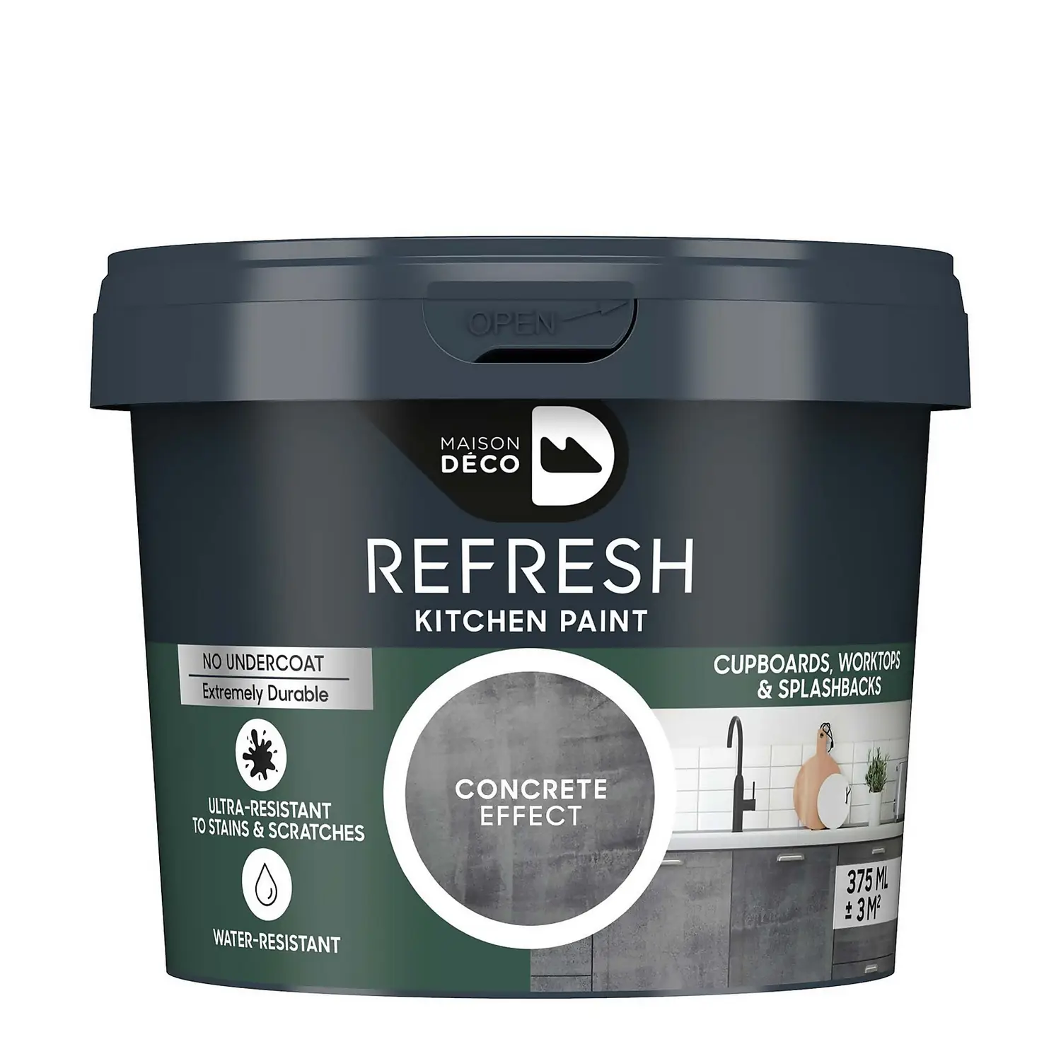 Maison Deco Refresh Kitchen Cupboards, Worktops & Splashbacks Paint Concrete Effect - 375ml 1 Maison Deco Refresh Kitchen Cupboards, Worktops & Splashbacks Paint Concrete Effect - 375ml