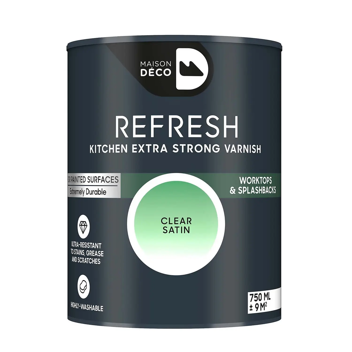 Maison Deco Refresh Kitchen Extra Strong Varnish Clear - 750ml 1 Maison Deco Refresh Kitchen Extra Strong Varnish Clear - 750ml