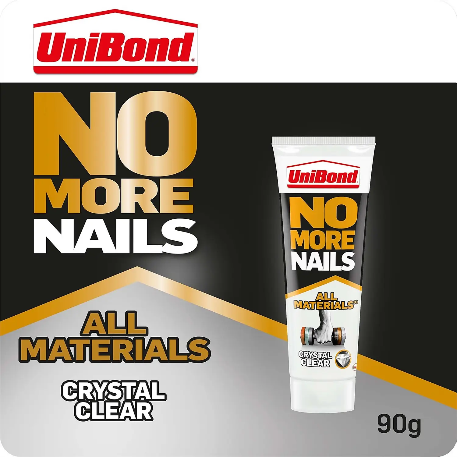 Unibond No More Nails All Materials Crystal Clear - 90g Tube 1 Unibond No More Nails All Materials Crystal Clear - 90g Tube