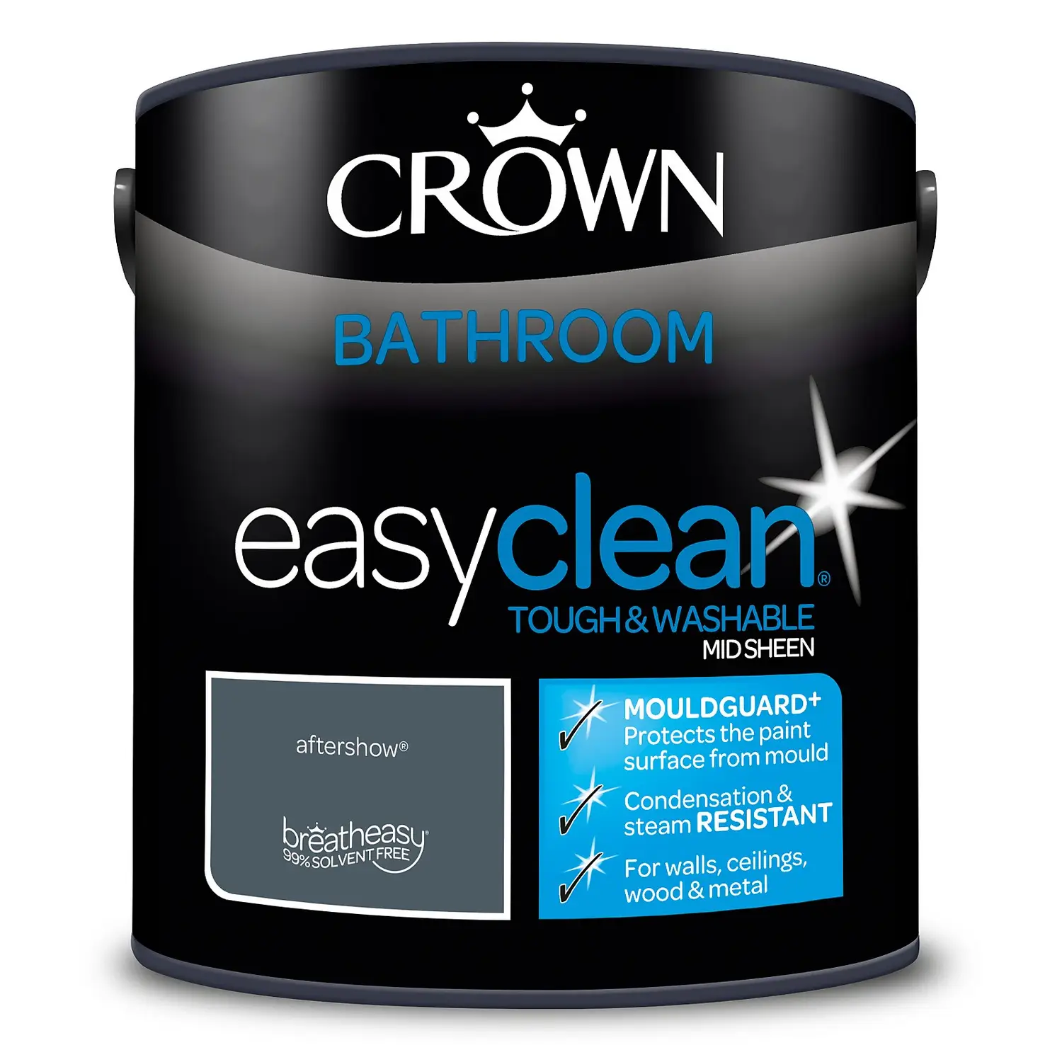 Crown Easyclean® Mouldguard+ Bathroom Mid Sheen Washable Multi Surface Paint Aftershow® - 2.5 L 7 Crown Easyclean® Mouldguard+ Bathroom Mid Sheen Washable Multi Surface Paint Aftershow® - 2.5 L - Image 7
