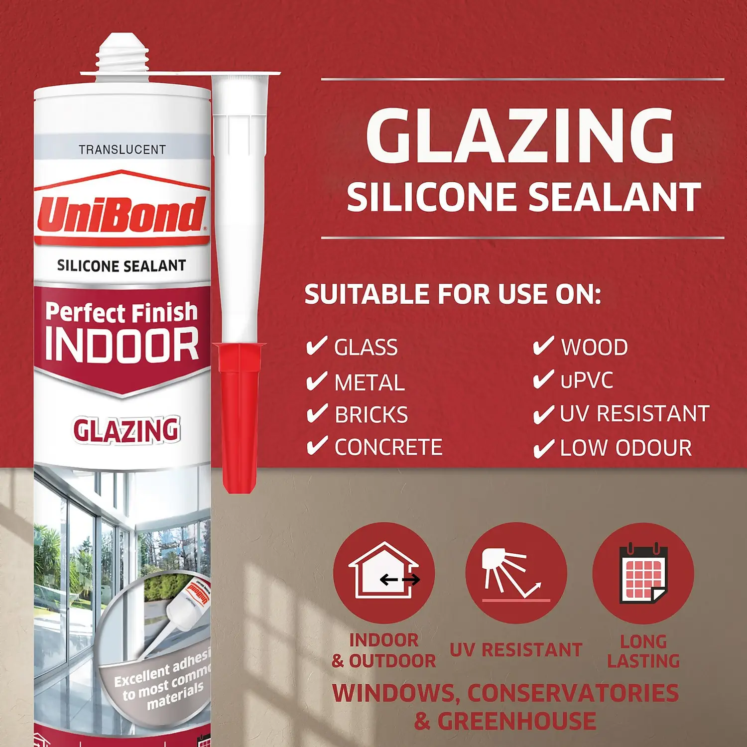 UniBond Perfect Finish Indoor Translucent Glazing Sealant 2 UniBond Perfect Finish Indoor Translucent Glazing Sealant - Image 2